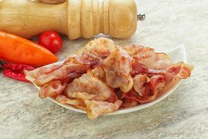 Fried bacon snack for breakfast photo