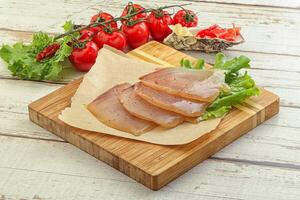 Sliced salted marlin fish carpaccio photo