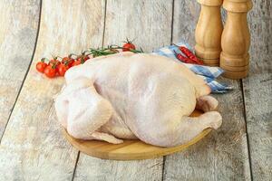 Whole raw chicken for cooking photo