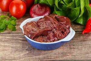 Raw chicken liver for cooking photo