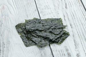 Korean nori seaweed chips heap photo