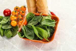 Natural organic raw green spinach photo