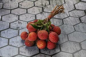 Sweet juicy tropical exotic lychee photo