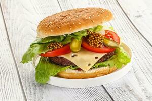 Homemade burger with beef cutlet photo