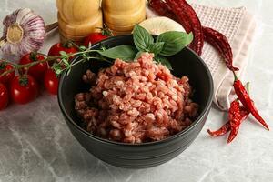 Raw minced pork uncooked meat photo