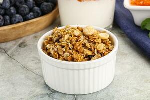 Granola museli cereal for breakfast photo