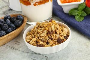 Granola museli cereal for breakfast photo