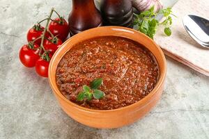 Spanish traditional gazpacho tomato soup photo