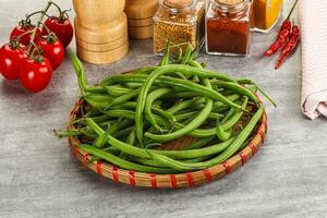 Raw green bean string uncooked photo