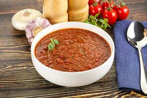 Spanish traditional gazpacho tomato soup photo