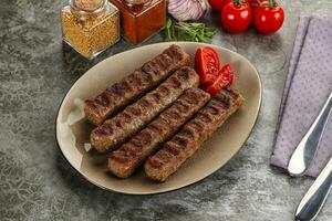 Grilled beef kebab minced meat photo