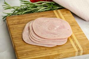 Sliced pork ham for sandwiches photo