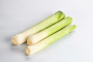 Raw natural ripe organic leek onion photo