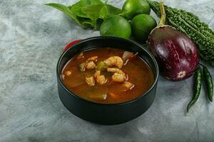 Spicy and Sour Soup with Prawns photo