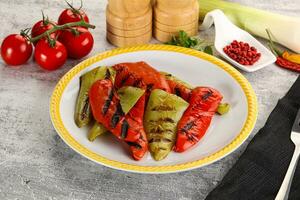 Grilled Bell Pepper - green and red photo