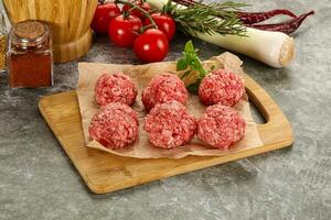 Raw beef meatball minced meat photo