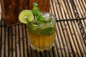 Mojito cocktail with lime and mint photo