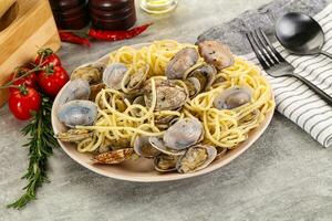 Italian pasta - Spaghetti vongole with clams photo