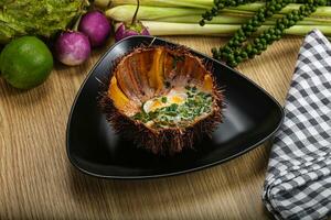 Grilled Sea Urchin with egg photo