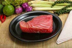 Raw fresh tuna steak for grill photo