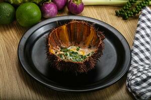 Grilled Sea Urchin with egg photo