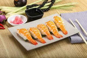 Japanese cuisine - sushi with prawn photo