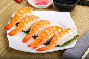 Japanese cuisine - sushi with prawn photo