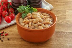 Whinte canned kidney beans in the bowl photo