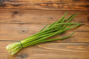 Raw young green onion heap photo