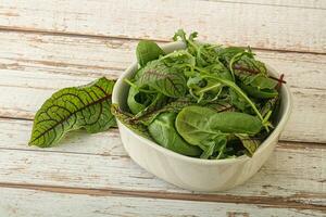 Green mix salad in the bowl photo