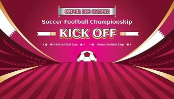 BACKGROUND SOCCER FOOTBALL STADIUM WORLD QATAR ASIAN CUP CHAMPIONSHIP  BIG MATCH KICK OFF SCOREBOARD vector