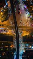 Aerial Timelapse of Evening Traffic at Intersection in Hanoi, Vietnam video