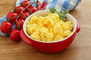 Scrambledd egg in the bowl photo