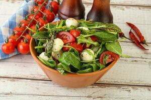 Mix salad with mozzarella and tomato photo