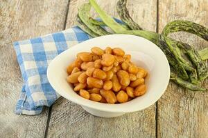 White bean in tomato sauce photo