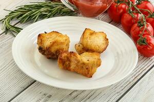 Chicken breast shashlik - grilled meat photo