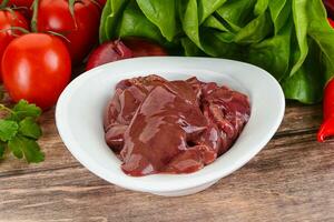 Raw chicken liver for cooking photo