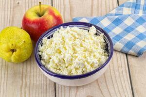 Organic cottage cheese in the bowl photo