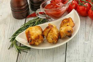 Chicken breast shashlik - grilled meat photo