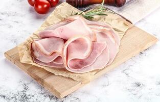 Slices of natural organic ham photo