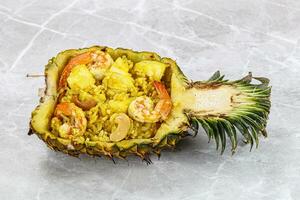 Thai cuisine - rice with prawn in pineapple photo