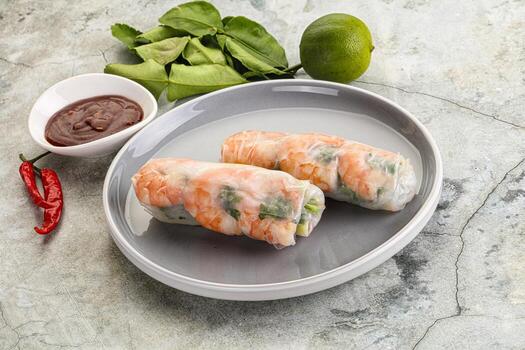 Vietnamese spring roll with prawn photo