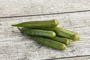 Natural organic raw green okra photo