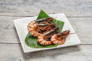 Cooked tiger prawn in the pate photo