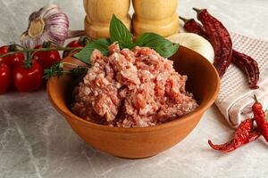 Raw minced pork uncooked meat photo