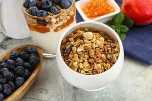 Granola museli cereal for breakfast photo