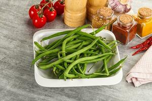 Raw green bean string uncooked photo