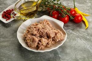 Canned tuna fillet for salad photo