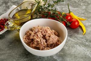 Canned tuna fillet for salad photo