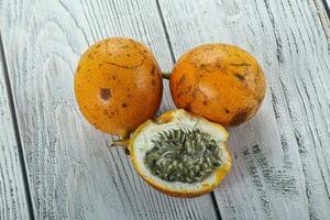 Sweet and juicy yellow maracuya fruit photo